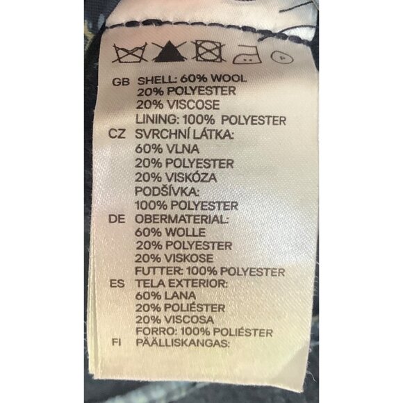 H&M L.O.G.G. Women Size 14 Double-Breasted Pea Coat Wool Blend Navy Blue - Picture 3 of 6